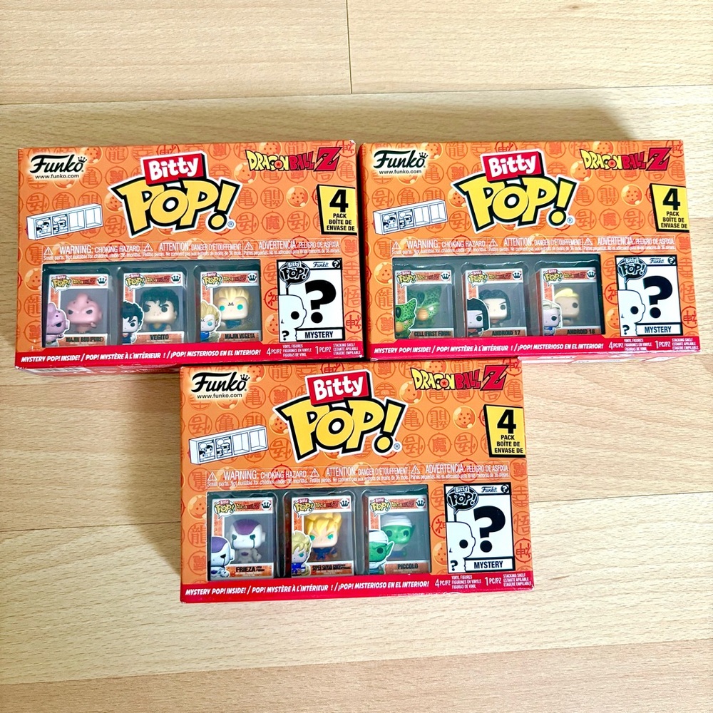 Dragon Ball Z Funko Bitty Pop Lot of 3 Limited Edition Collectible 4 Packs